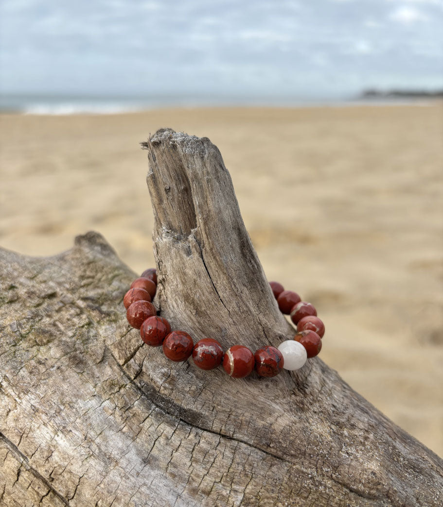 bracelet de perles de jaspe rouge 