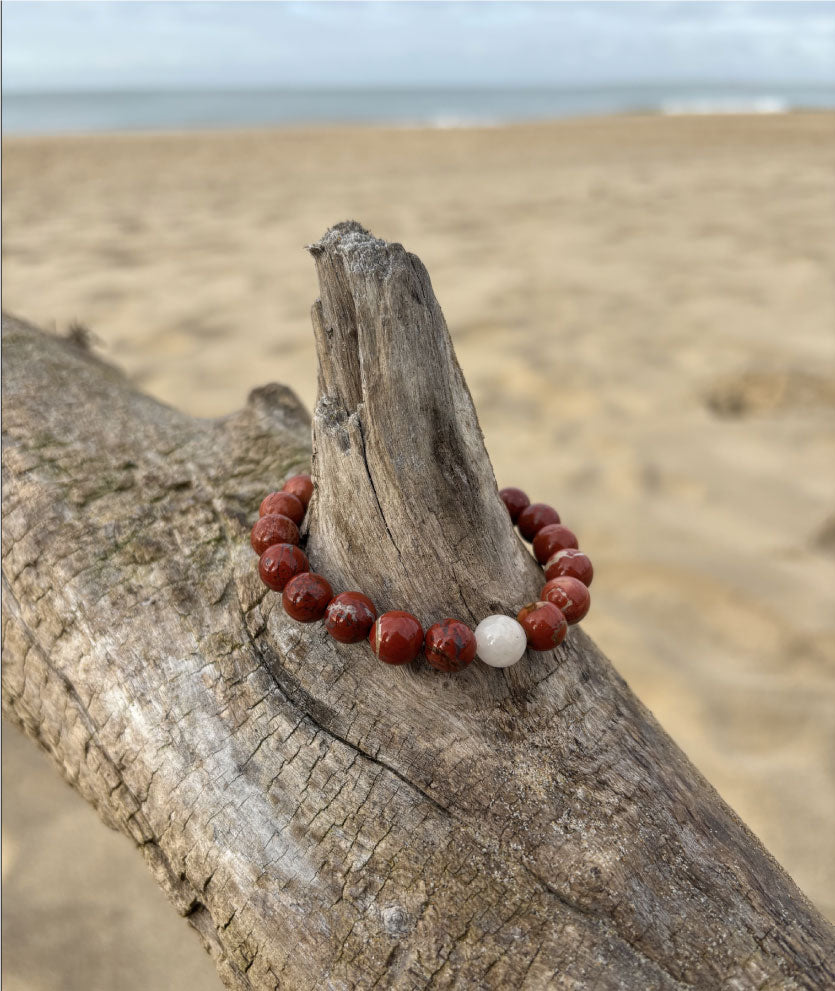 bracelet de perles de jaspe rouge 