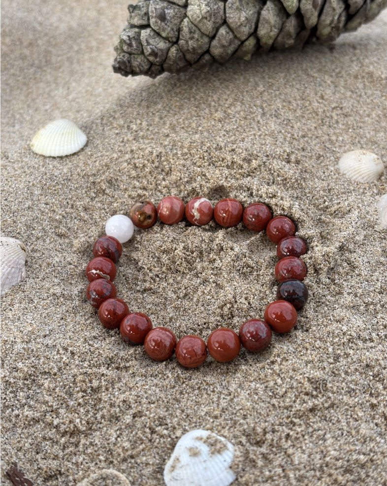 bracelet de perles jaspe rouge